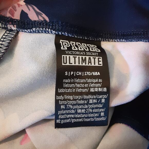 PINK Victoria’s Secret Ultimate Floral Leggings Navy Blue Size S - Picture 4 of 8
